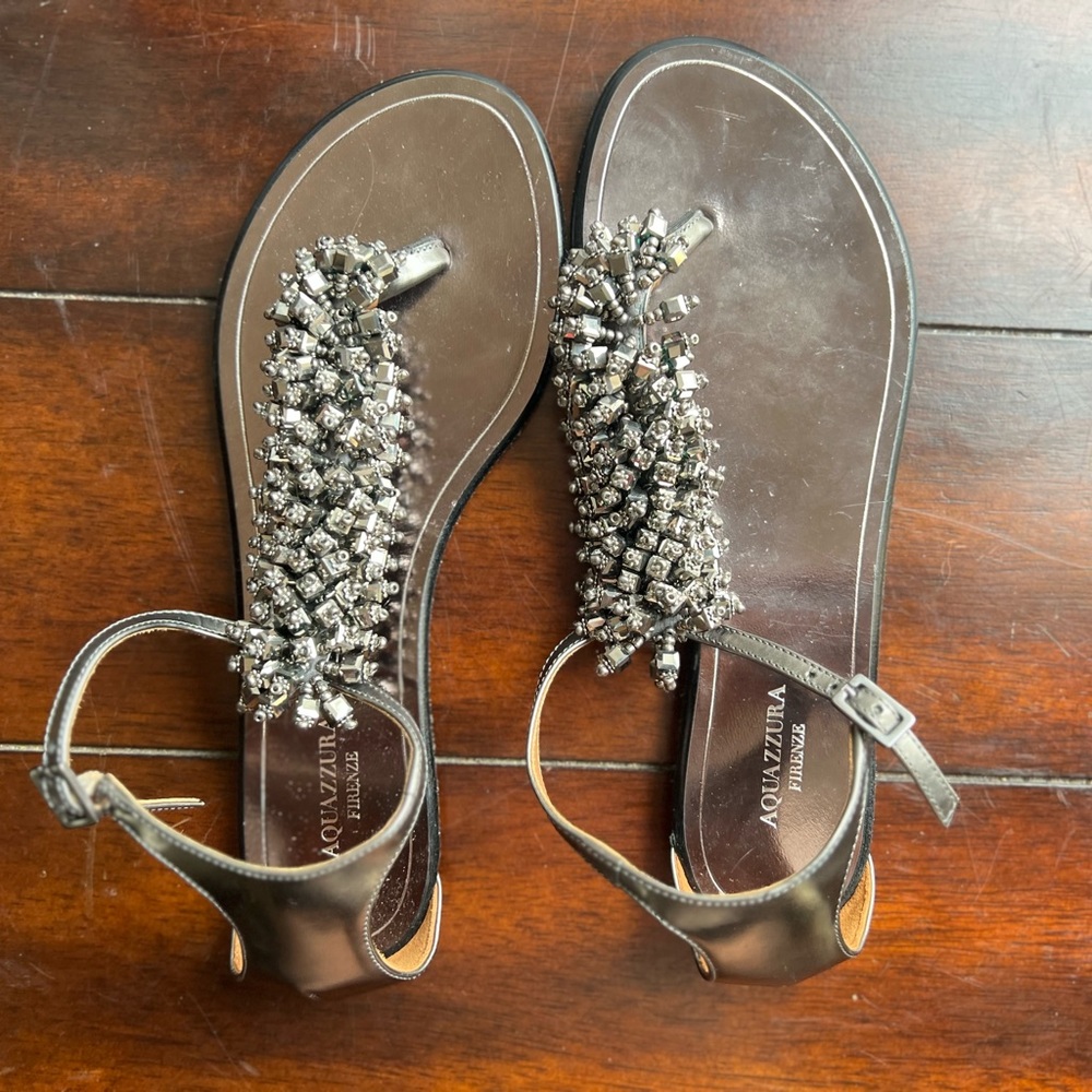 Aquazzura gray, sparkle sandals